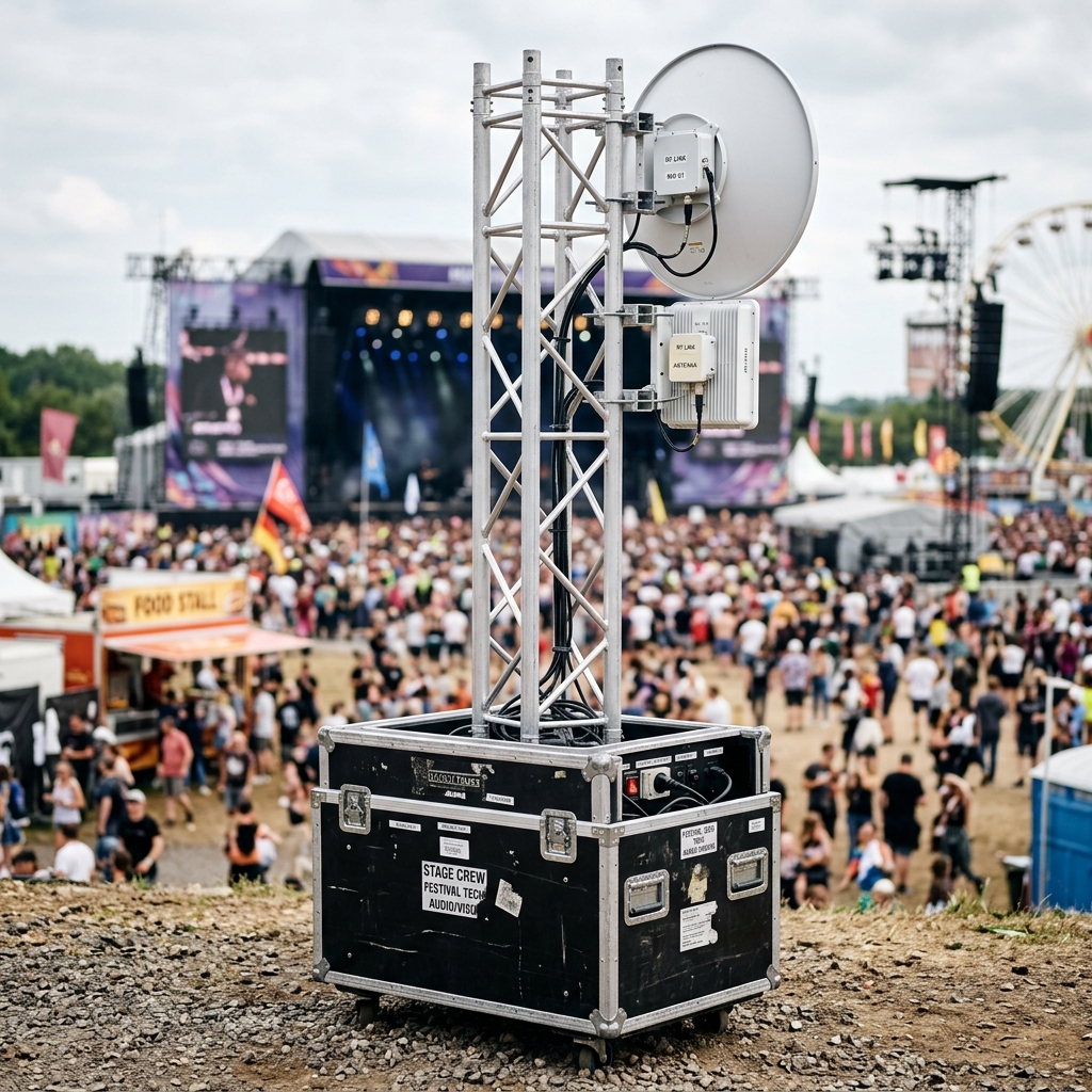 Richtfunk und Event WLAN auf einer Traversenkonstruktion